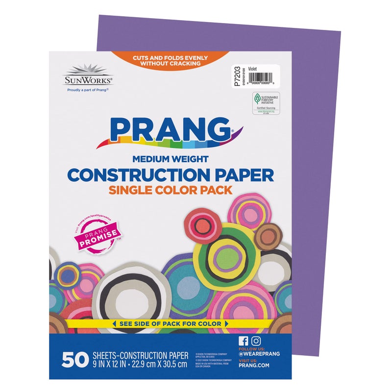 Prang (Formerly SunWorks) Construction Paper, Violet, 9" x 12", 50 Sheets - Image 1